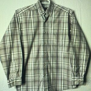 Men's Plaid Shirt - Brown and White